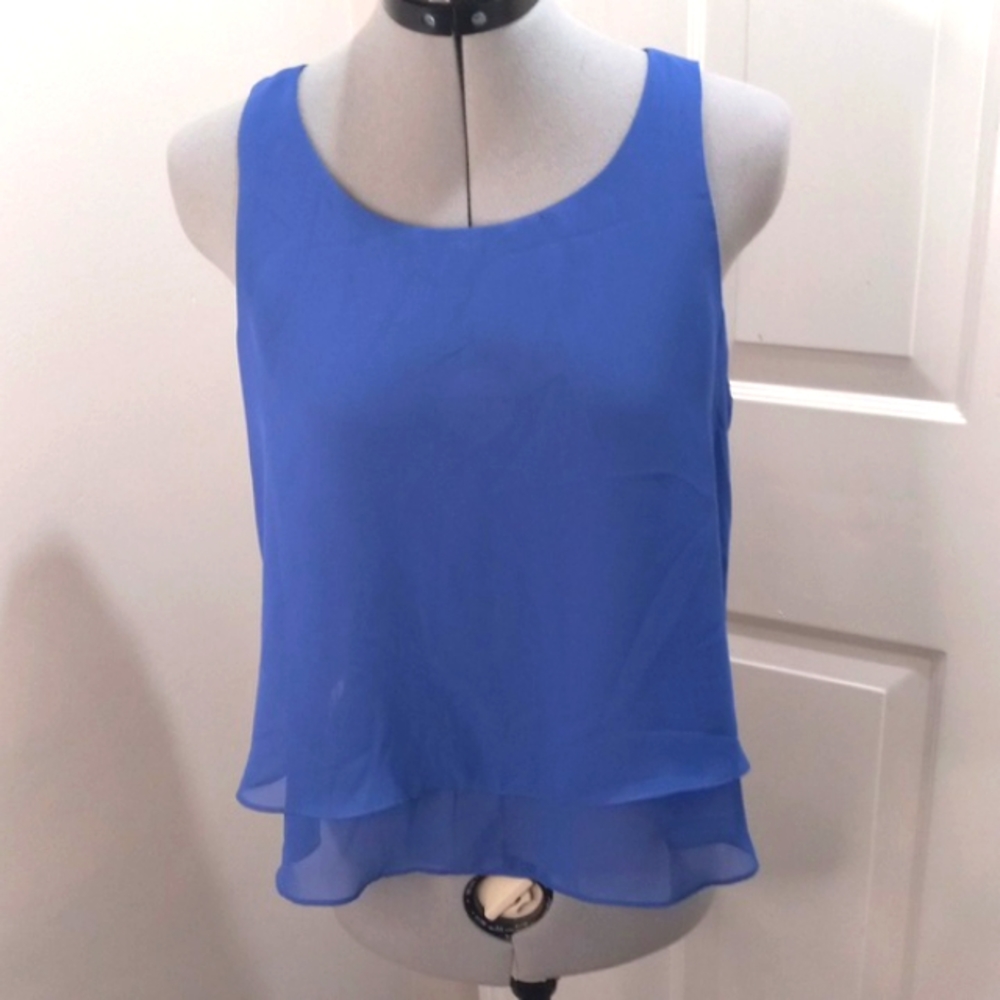 Bisou Bisou YK2  Royal Blue Double Layer Cropped Top Size XS